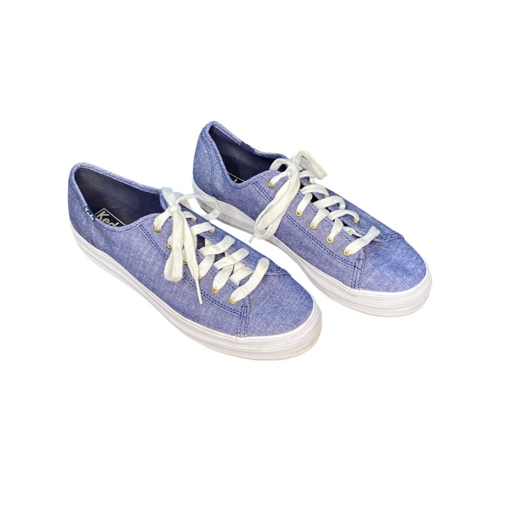 Keds Triple Kick Blue Chambray Platform Lace Up Sneakers Womens Size 8.5